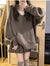 Autumn new small milk wear with coffee lazy wind hooded v-neck sweater pleated short skirt two-piece set