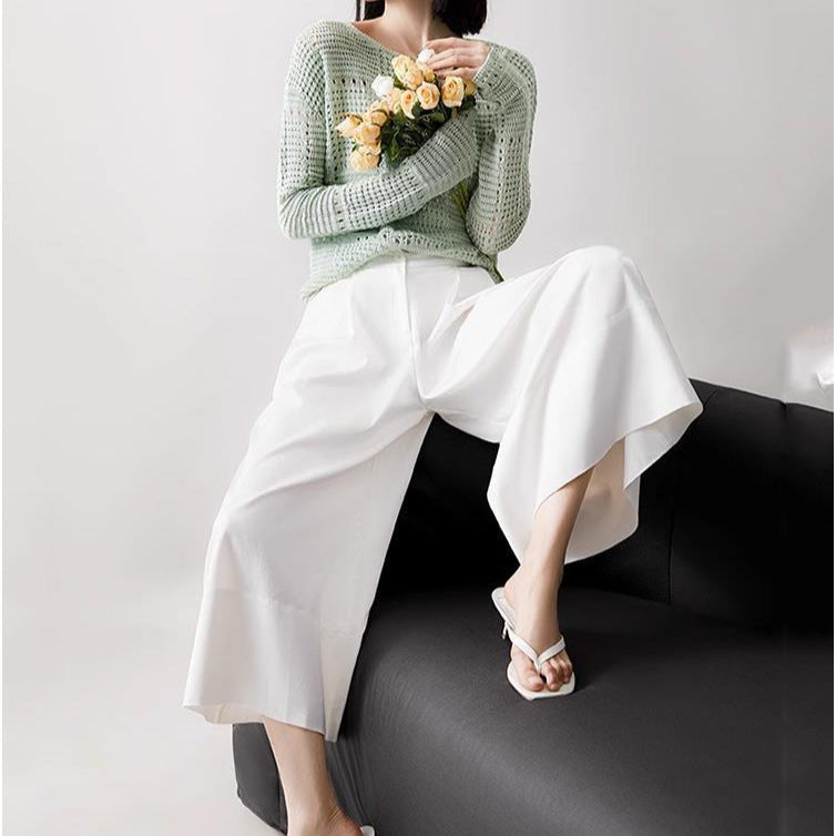 Atmospheric sense! Atmospheric beauty! Design sense fashionable and thin Tencel trouser skirt, loose and chic wide-leg pants women